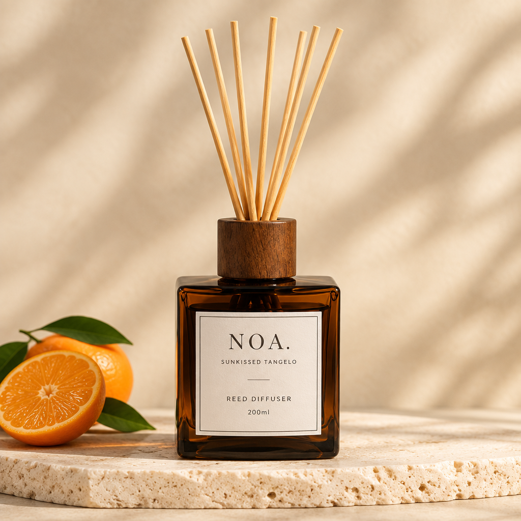 200ml square Sunkissed Tangelo diffuser with reeds