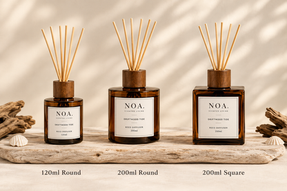 All three Driftwood Tide diffusers with size labels