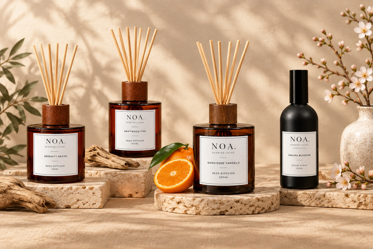 Fuller NOA banner with four products across the composition