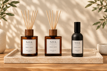 Serenity Grove set with 200ml round diffuser, 200ml square diffuser and 100ml room spray
